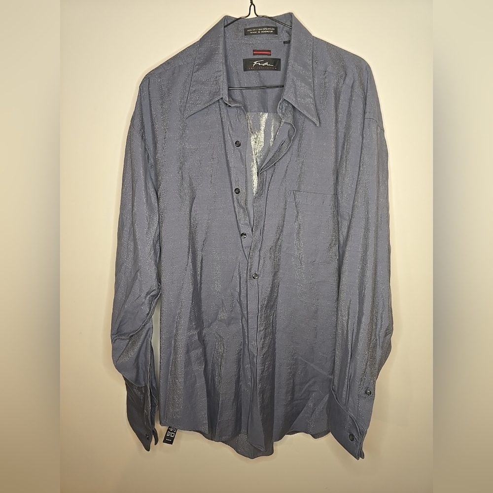FUBU The Collection Men's Button Up Gray Sparkle Long Sleeve Shirt